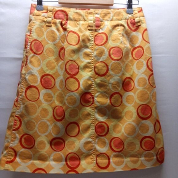 Talbots Ladies Size 6 Orange/Yellow Geo Print A-Line Skirt Cotton Stretch GUC - Picture 4 of 8